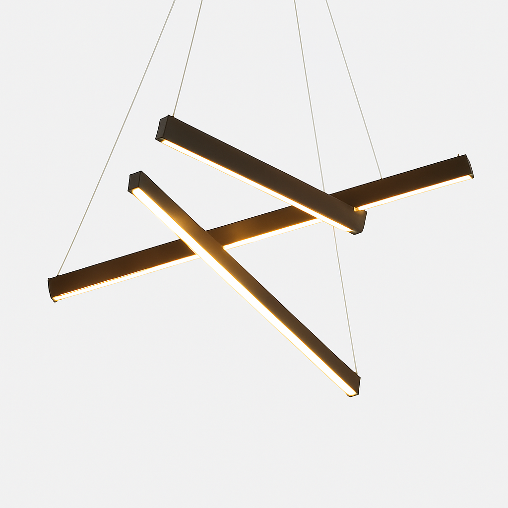 Lustre design LED avec baguettes métalliques lumineuses Solana