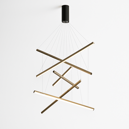 Lustre design LED avec baguettes métalliques lumineuses Solana