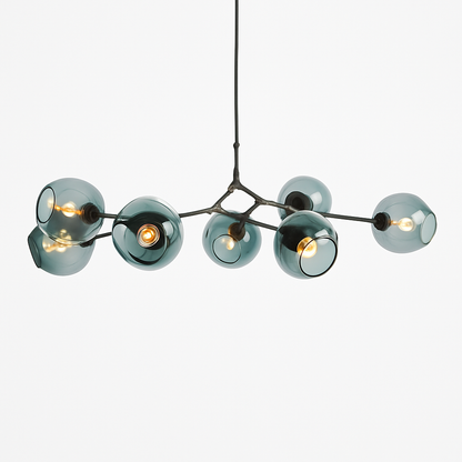 Lustre design à LED avec branches métal et bulles en verre Beans