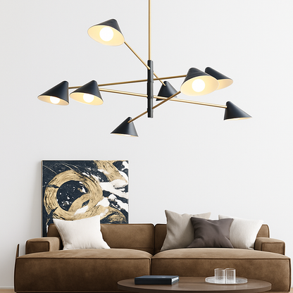 Lustre design à LED avec plusieurs abat-jours triangles style Loft