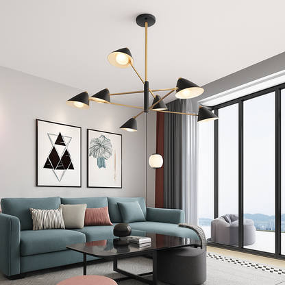 Lustre design à LED avec plusieurs abat-jours triangles style Loft