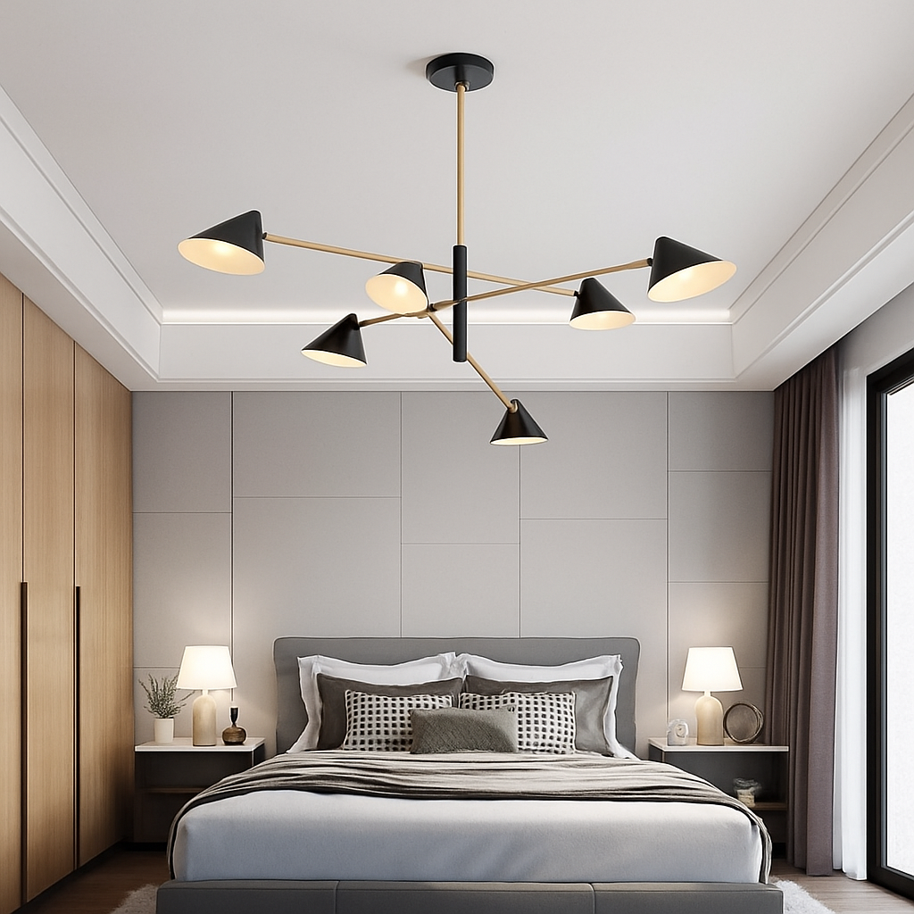 Lustre design à LED avec plusieurs abat-jours triangles style Loft