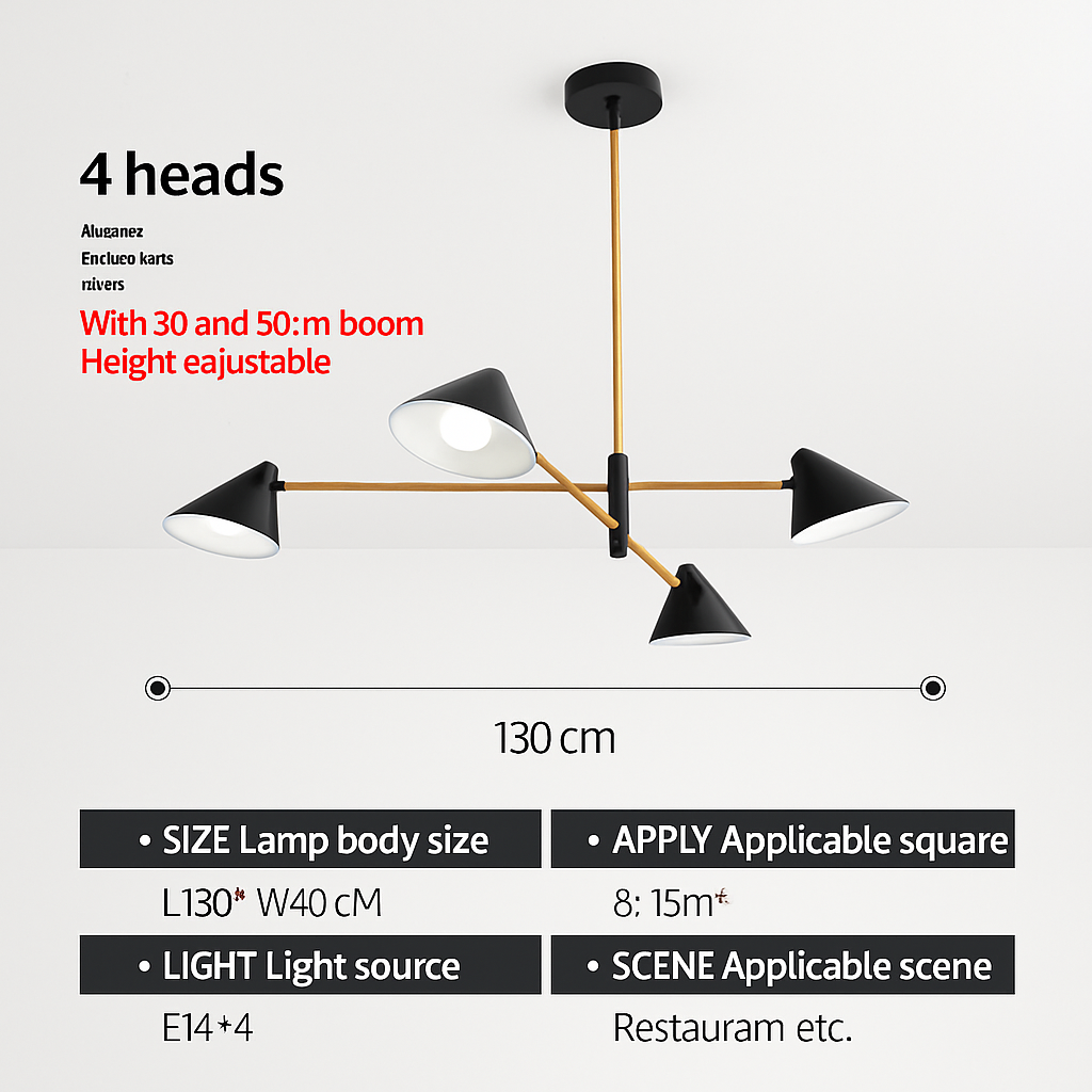 Lustre design à LED avec plusieurs abat-jours triangles style Loft