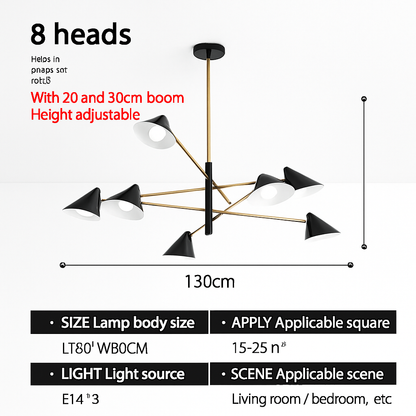 Lustre design à LED avec plusieurs abat-jours triangles style Loft