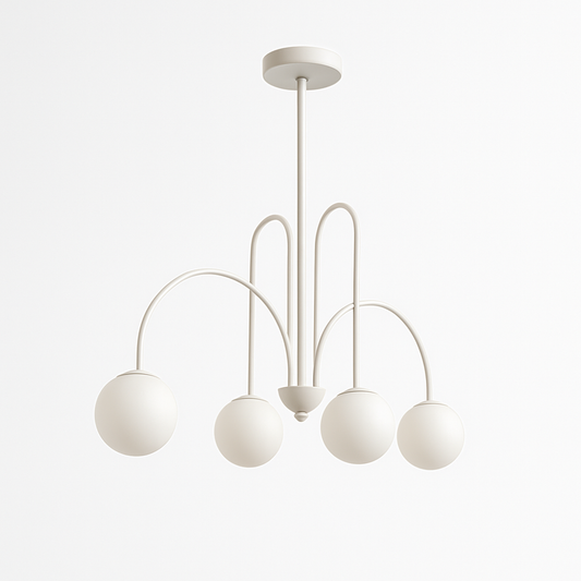 Lustre design LED à branches dorées avec boules en verre Light