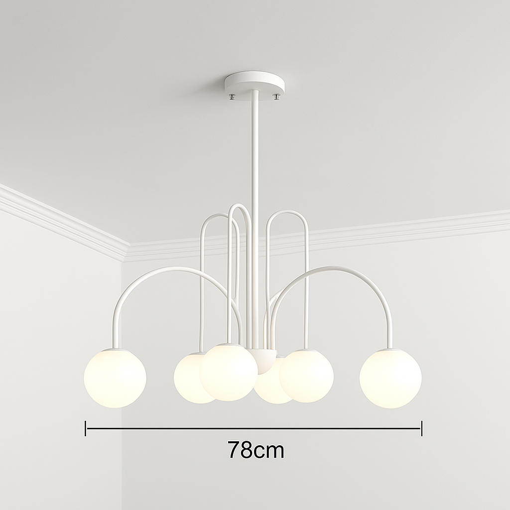 Lustre design LED à branches dorées avec boules en verre Light