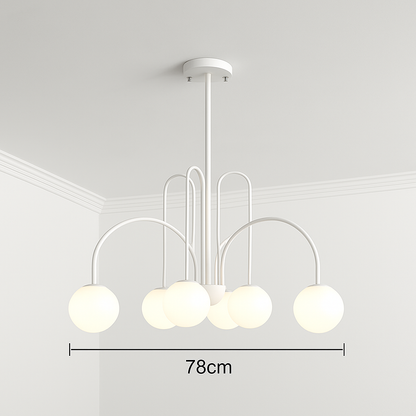 Lustre design LED à branches dorées avec boules en verre Light