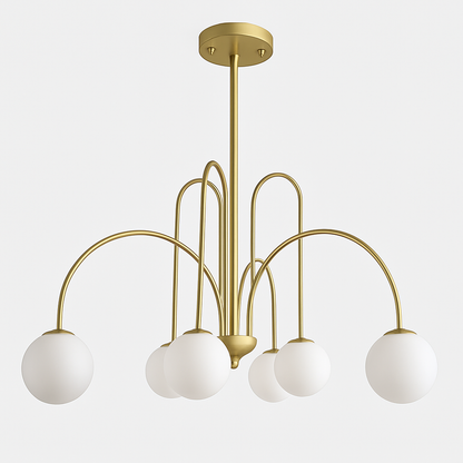 Lustre design LED à branches dorées avec boules en verre Light