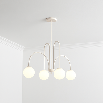 Lustre design LED à branches dorées avec boules en verre Light