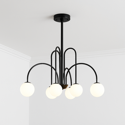 Lustre design LED à branches dorées avec boules en verre Light
