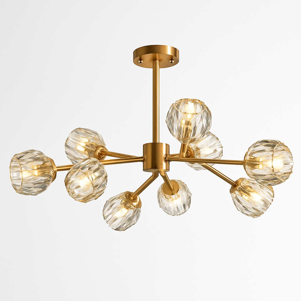 Lustre design à LED doré avec boule en cristal Luxury