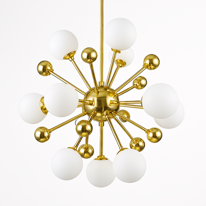 Lustre design LED doré avec plusieurs boule en verre Creative