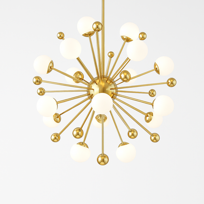 Lustre design LED doré avec plusieurs boule en verre Creative