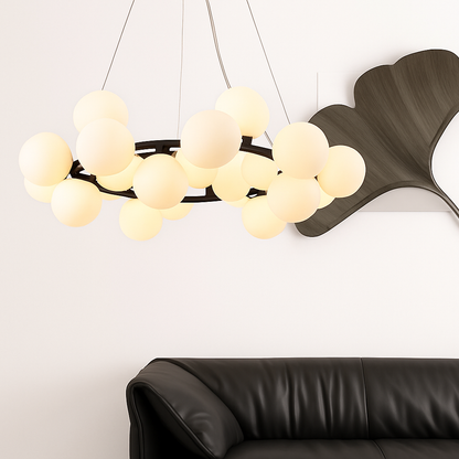 Lustre design à LED en métal avec plusieurs boules en verre Magic