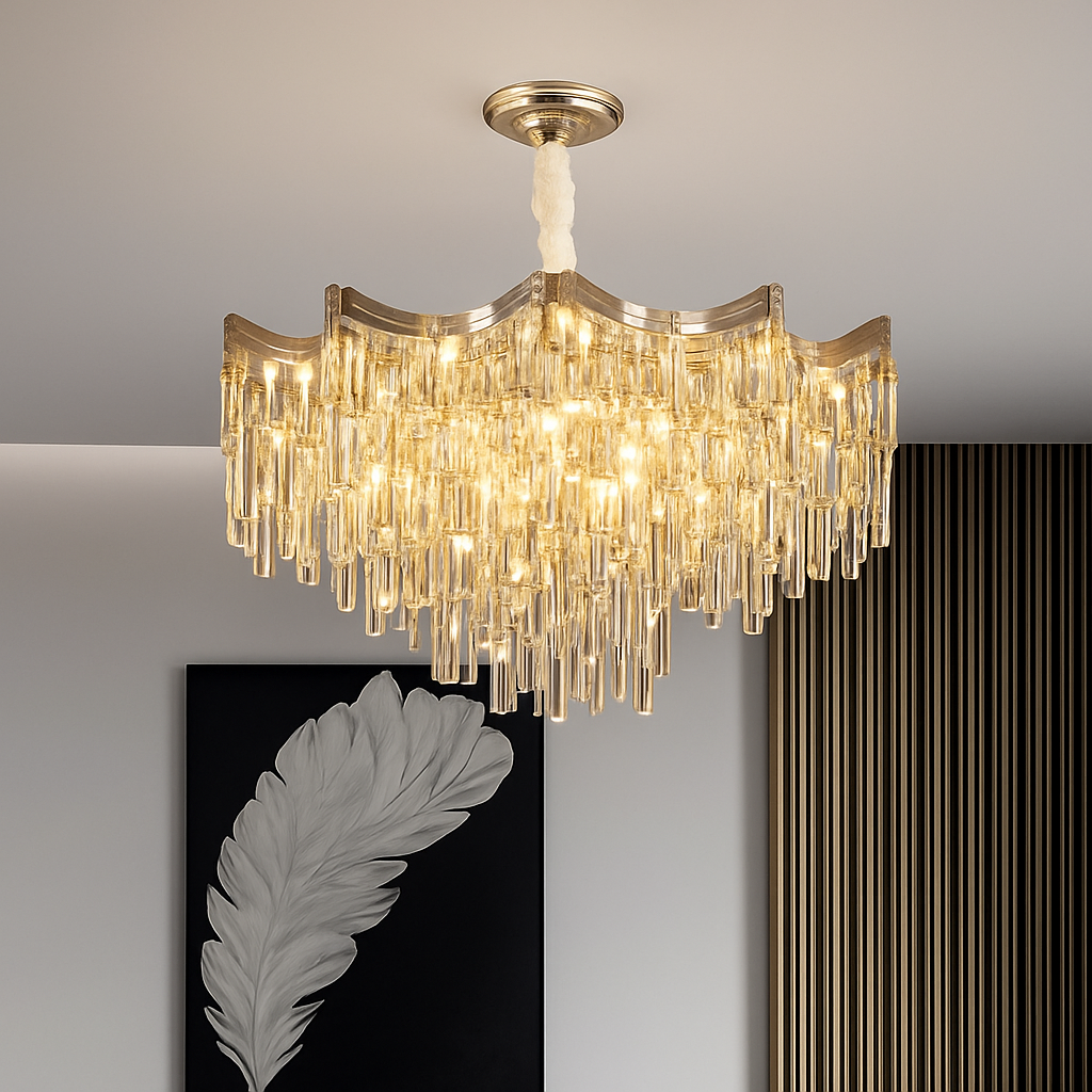 lustre en cristal moderne à 7 niveaux pour décoration intérieure