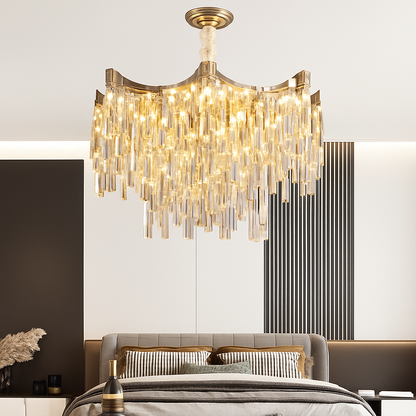 lustre en cristal moderne à 7 niveaux pour décoration intérieure
