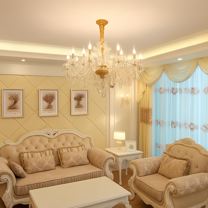 lustre en cristal transparent européen pour un éclairage luxueux