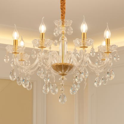 lustre en cristal transparent européen pour un éclairage luxueux