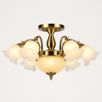 Lustre à LED avec abat-jour en fleurs