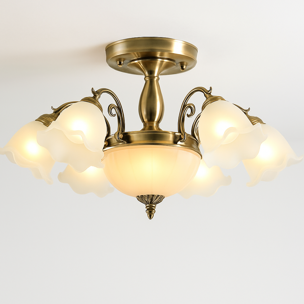 Lustre à LED avec abat-jour en fleurs
