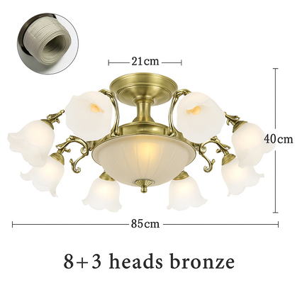 Lustre à LED avec abat-jour en fleurs