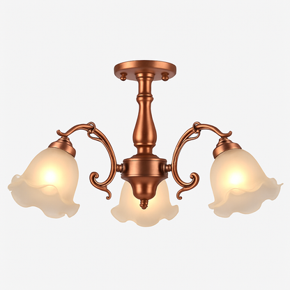 Lustre à LED avec abat-jour en fleurs