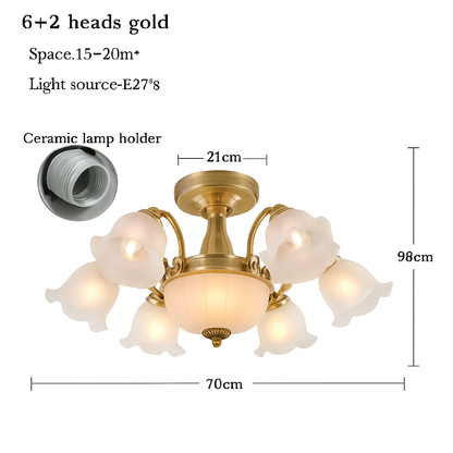 Lustre à LED avec abat-jour en fleurs
