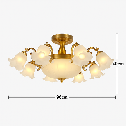 Lustre à LED avec abat-jour en fleurs