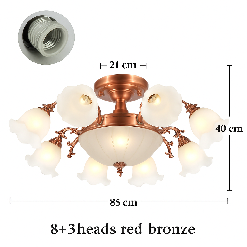 Lustre à LED avec abat-jour en fleurs