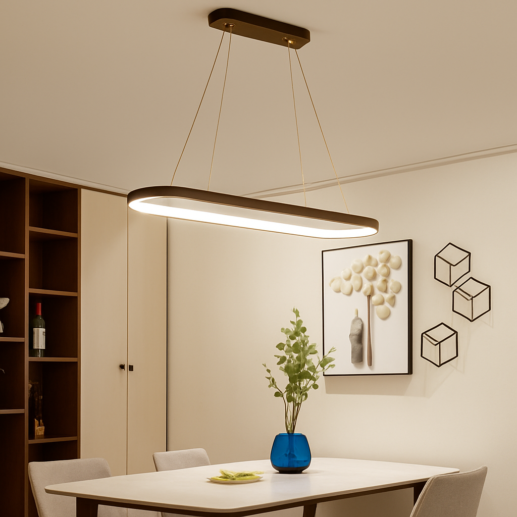 Lustre LED design suspendu en arrondi aluminium