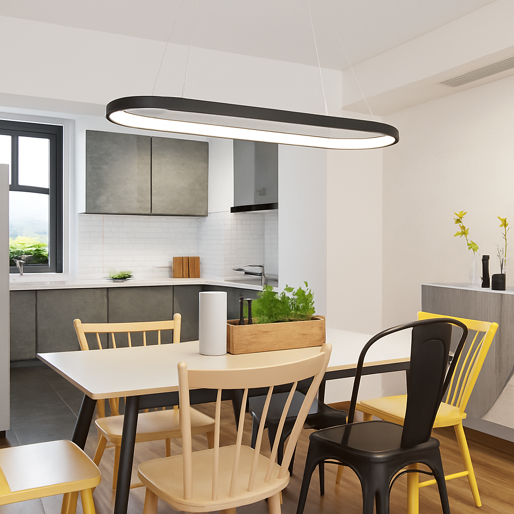 Lustre LED design suspendu en arrondi aluminium