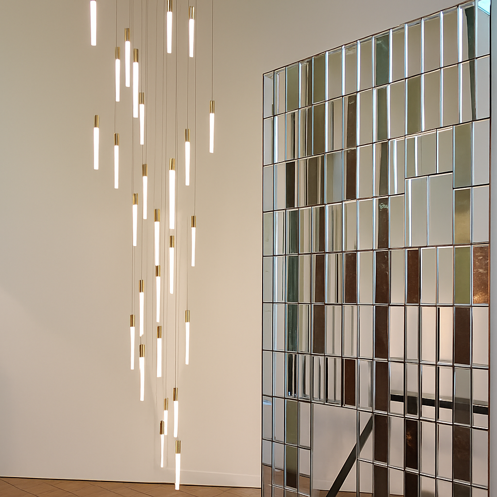 lustre led minimaliste moderne pour villa restaurant escalier