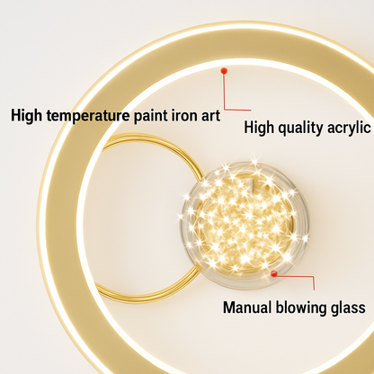 lustre led moderne de luxe avec boules de verre dorées