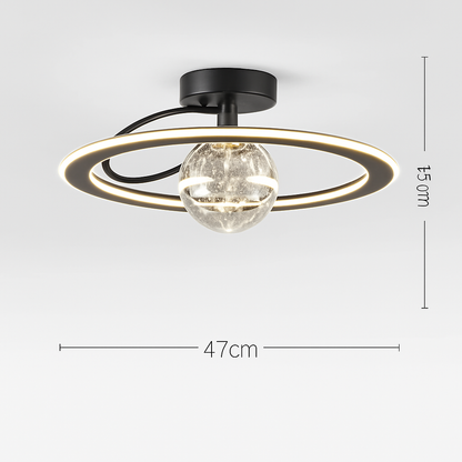 lustre led moderne de luxe avec boules de verre dorées
