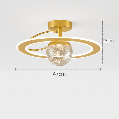 lustre led moderne de luxe avec boules de verre dorées