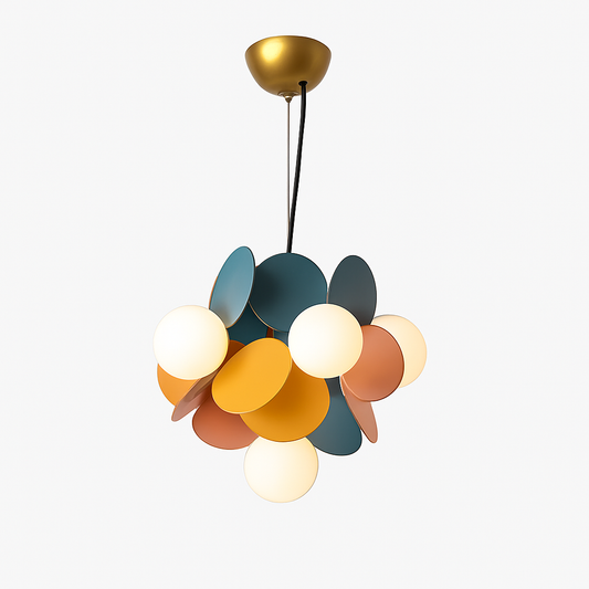Lustre moderne avec lampes rondes colorées Kebya