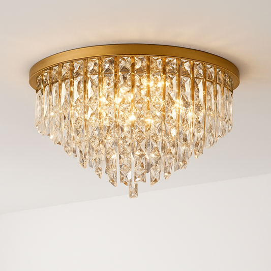 lustre moderne en acier led avec cristaux art déco