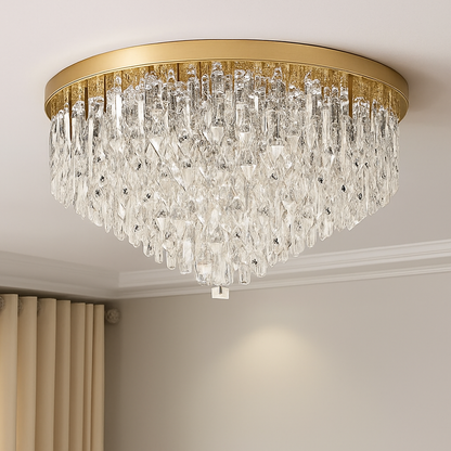 lustre moderne en acier led avec cristaux art déco