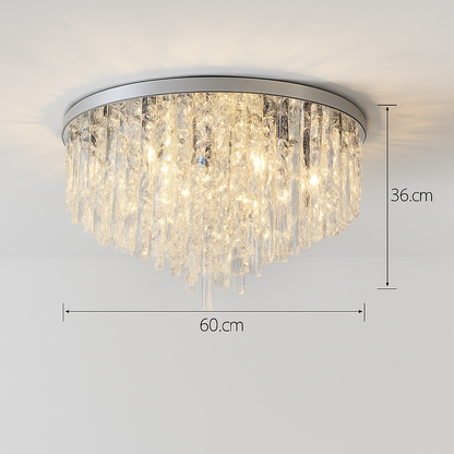 lustre moderne en acier led avec cristaux art déco