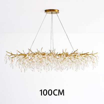 lustre moderne en cristal clair avec éclairage en métal réglable