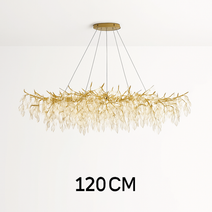 lustre moderne en cristal clair avec éclairage en métal réglable