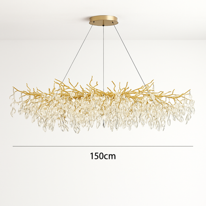 lustre moderne en cristal clair avec éclairage en métal réglable