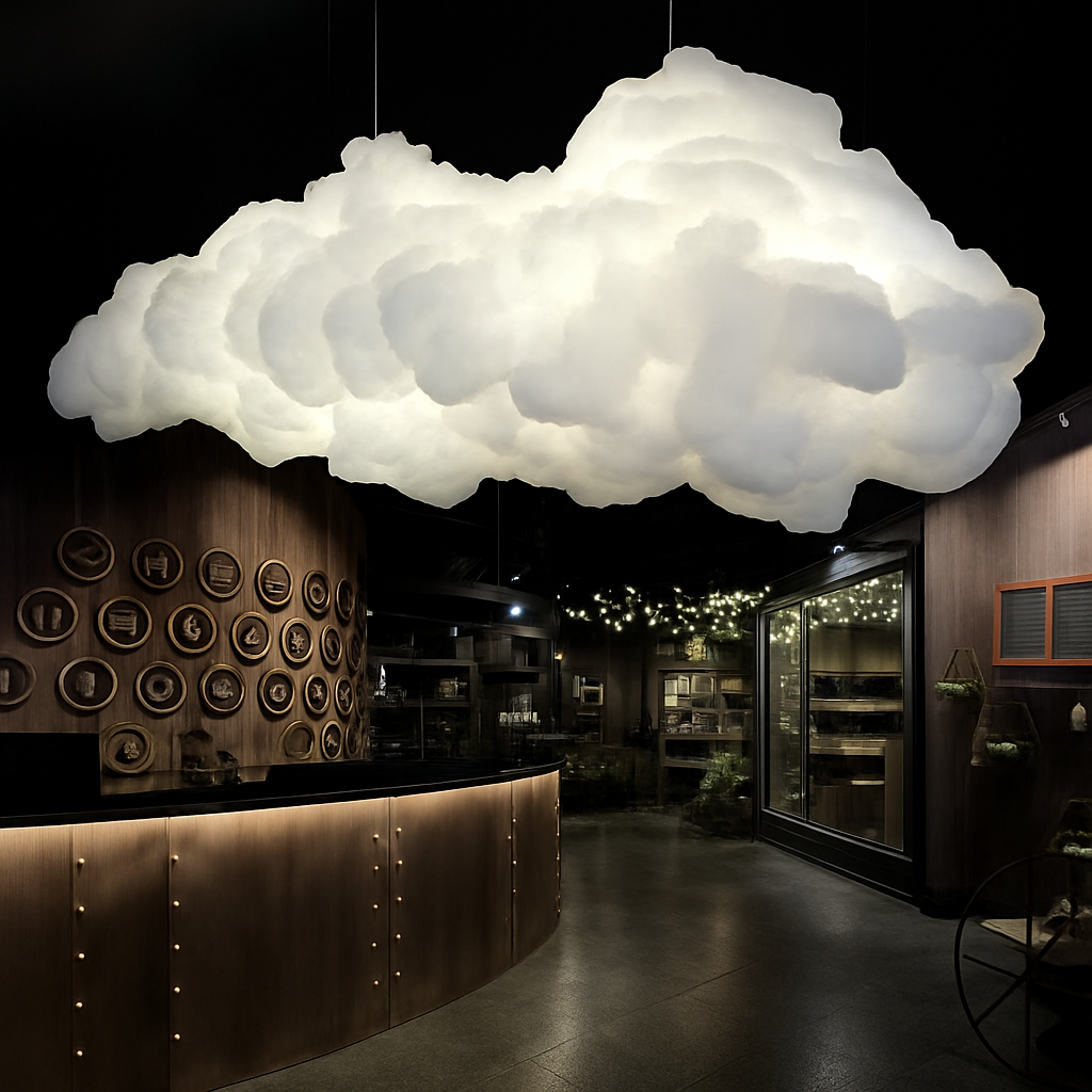 lustre moderne led en forme de nuage flottant pour restaurant