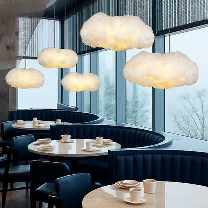 lustre moderne led en forme de nuage flottant pour restaurant