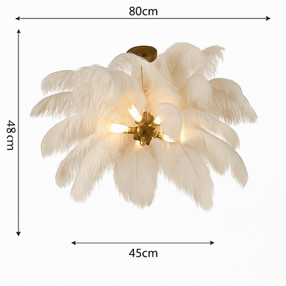 lustre nordique en plumes d'autruche naturelles suspendu
