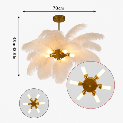 lustre nordique en plumes d'autruche naturelles suspendu