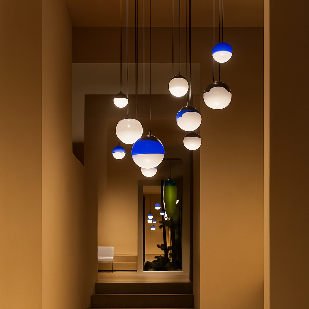 lustre nordique en verre dégradé à suspension led créatif