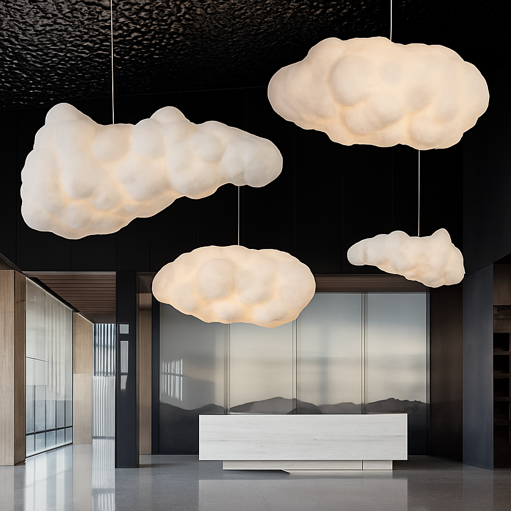 lustre nuages blancs en soie coton led pour enfants