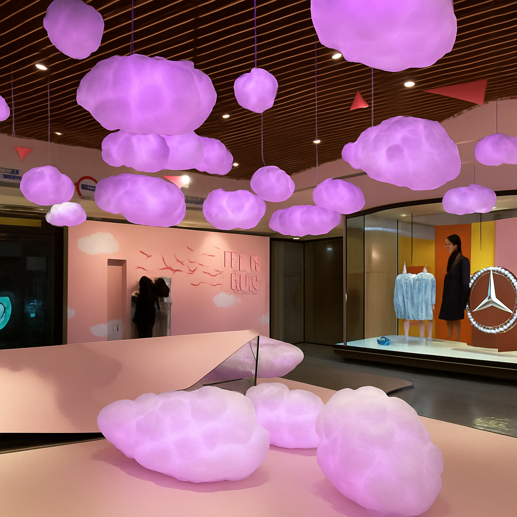 lustre nuages blancs en soie coton led pour enfants