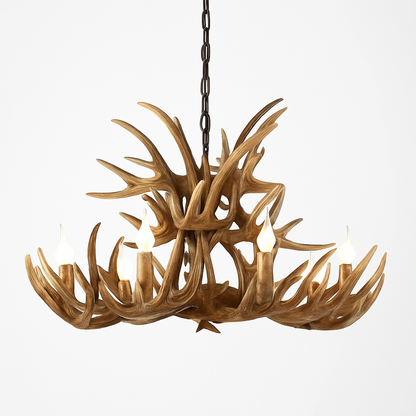 lustre rustique en bois de cerf pour décoration industrielle